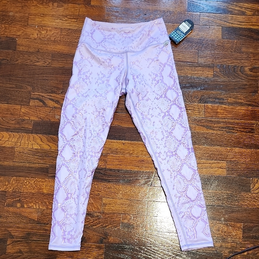 NWT Latin Fitness Purple Snakeskin Textured Print Leggings